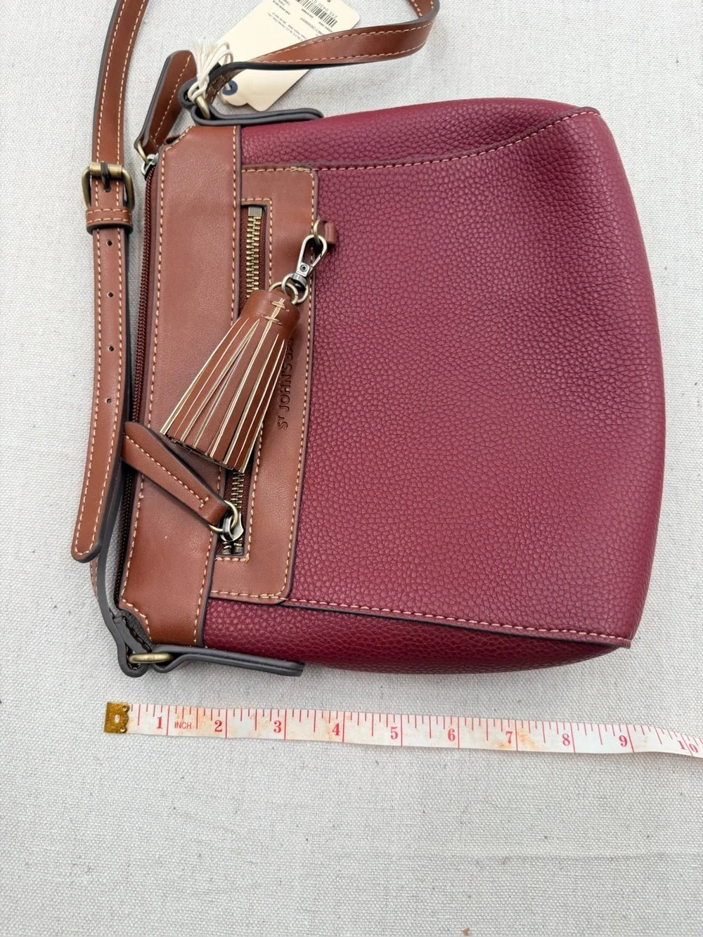 NWT St. John's Bay Women's Burgundy and Brown Crossbody Bag